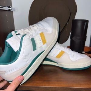 adidas White Sneakers with Green & Yellow Accents
